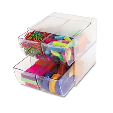 DEFLECTO deflect-o 350301 Desk Cube- w/4 Drawers- Clear Plastic- 6 x 6 x 6 350301